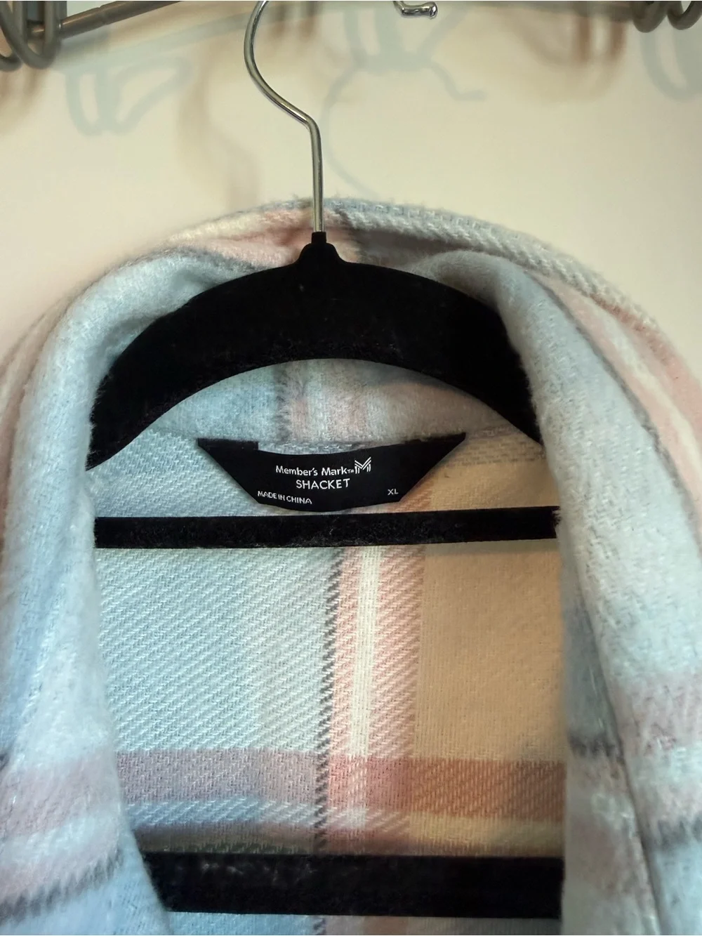 Light Blue Plaid Button-Front Shacket Jacket - Picture 3 of 4